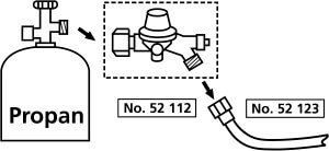 52112 Schlauchbruchsicherung mit Druckregler für das Abflammgerät